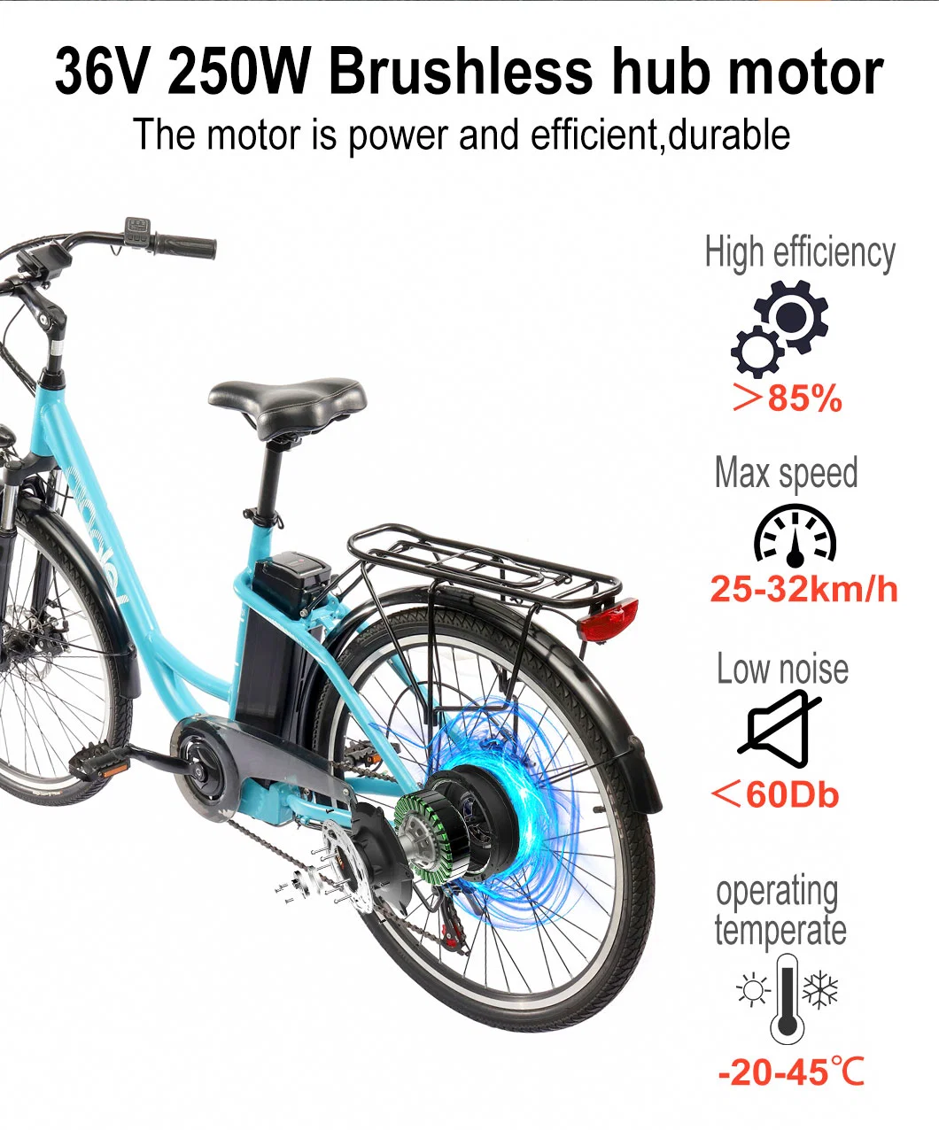 Good Quality 26 Inch Electric City Bike 350W Trekking Ebike