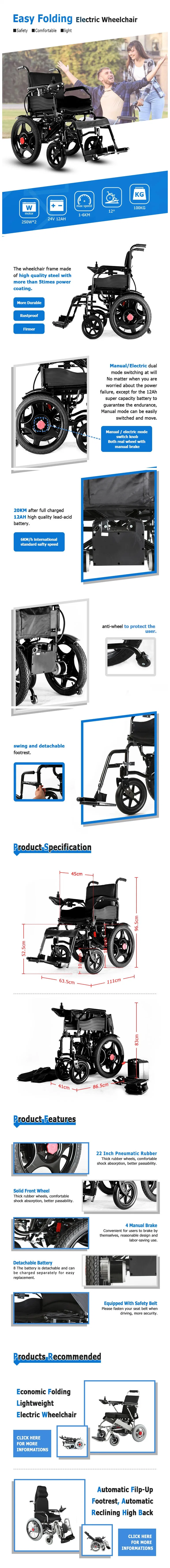 Silla De Rueda Cheapest Handicapped Folding Motorized Automatic Power Electric Wheelchair for Disabled