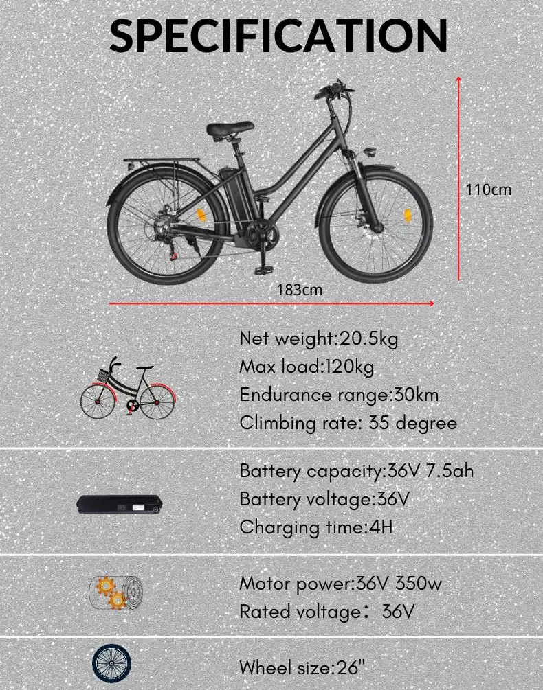 Not Foldable 26inch Dirt Bike E Bicycle E-Bike Road Shenzhen Ebike Ebicycle