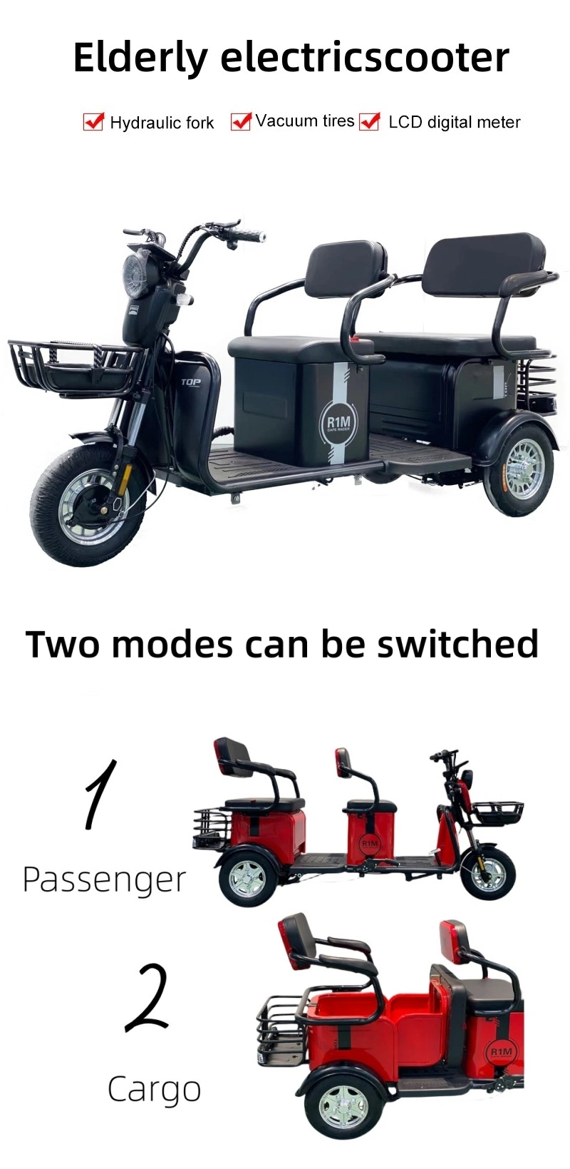 3 Wheel Light Electric Passenger Scooter Tricycle for Adult by Ec Certification