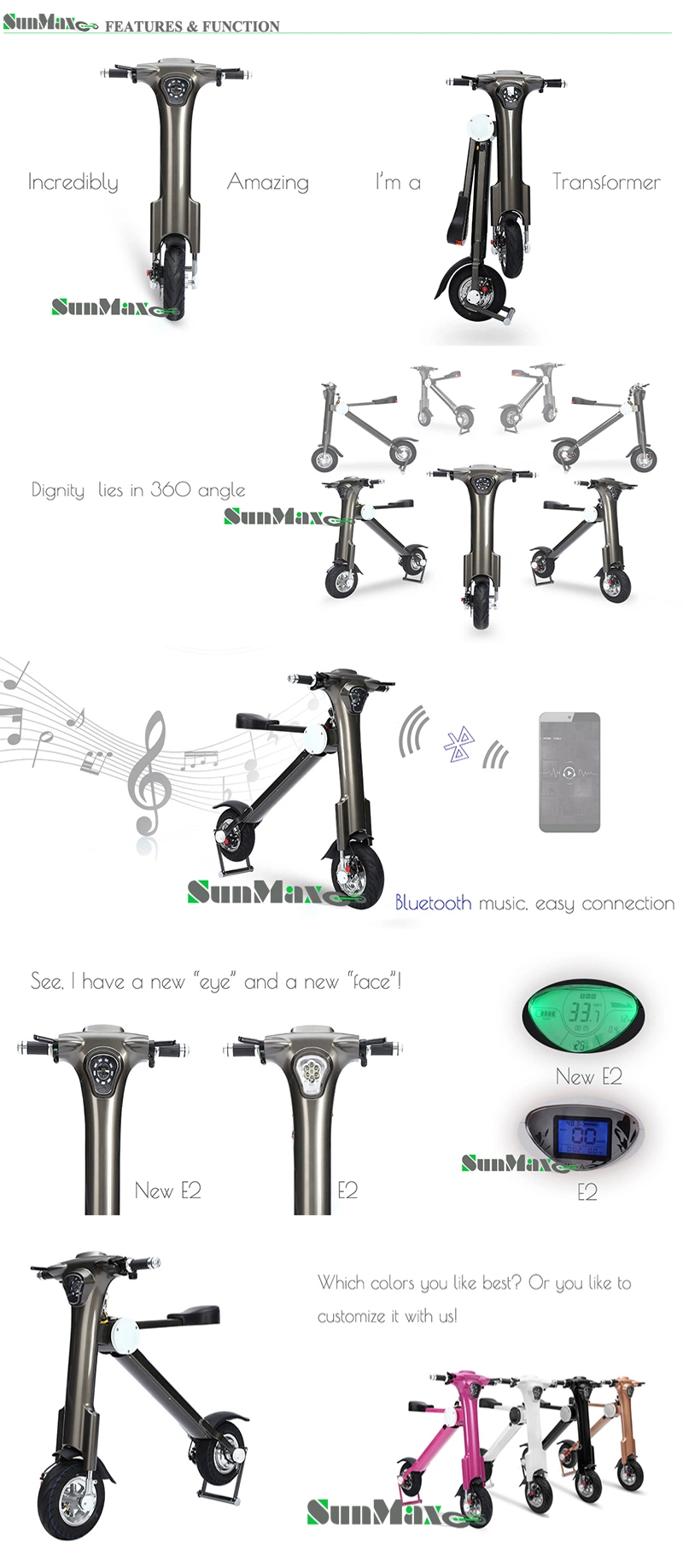 Adult 500W Foldable Bicycle Wheels Electric Mobility Scooter with Ce