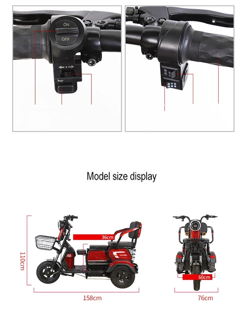 3 Wheel Electric Scooter Bike Motorcycle Tricycle for Adult Elderly Adults