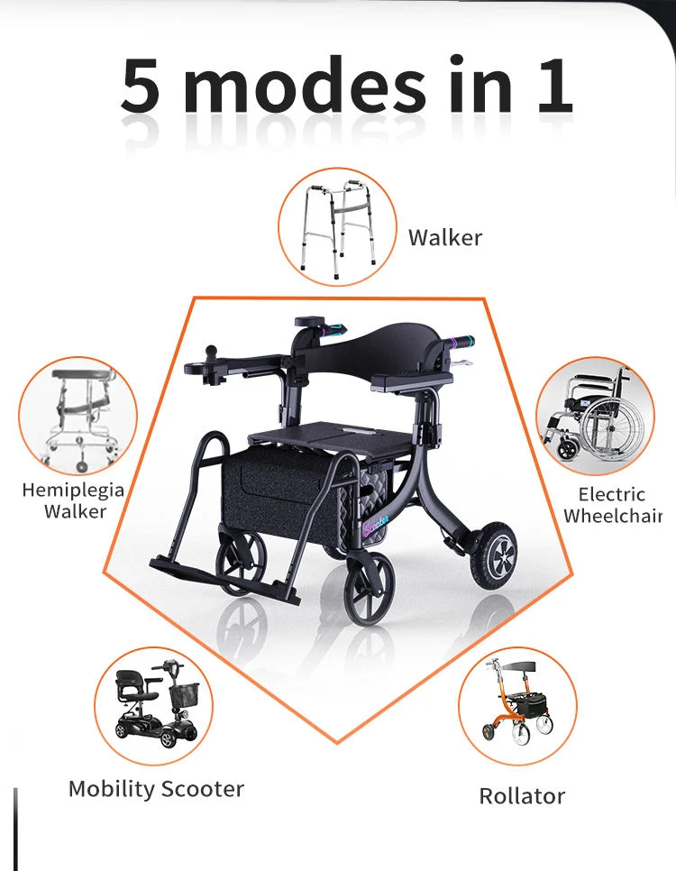 Mobility Aids 4 Wheel Transport Wheelchair Lightweight Senior Electric Walkers for Seniors Foldable