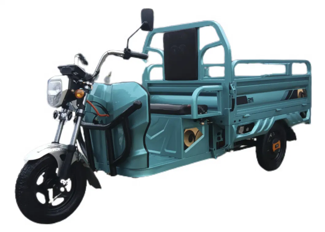 2023 Three Wheel Electric Motorcycle China Durable 1000W 60V Cargo Electric Tricycle Front and Rear Lights Front350 Rear 375 Tire Tricycle Electric Bike