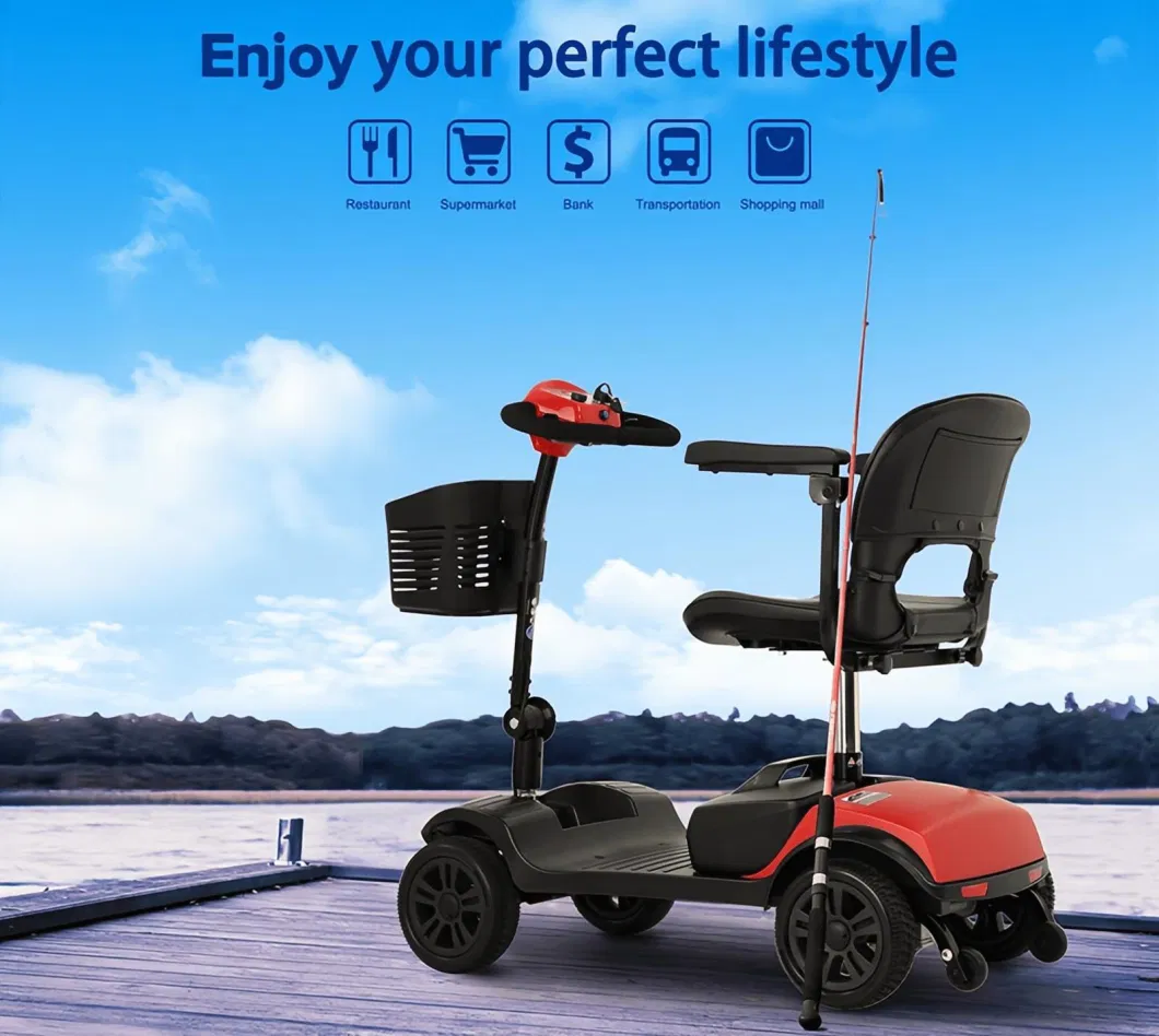 Auto Folding Disabled Elderly Person Lightweight off-Road Outdoor Elderly Handicap Electric Powerful Folding Mobility 4 Wheel Scooter Moped