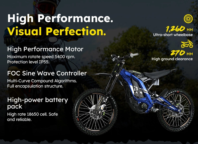 Sur Ron MID Motor Dirt Ebike 6000W Long Range Powerful Electric Bike 60V Lithium Battery Light B