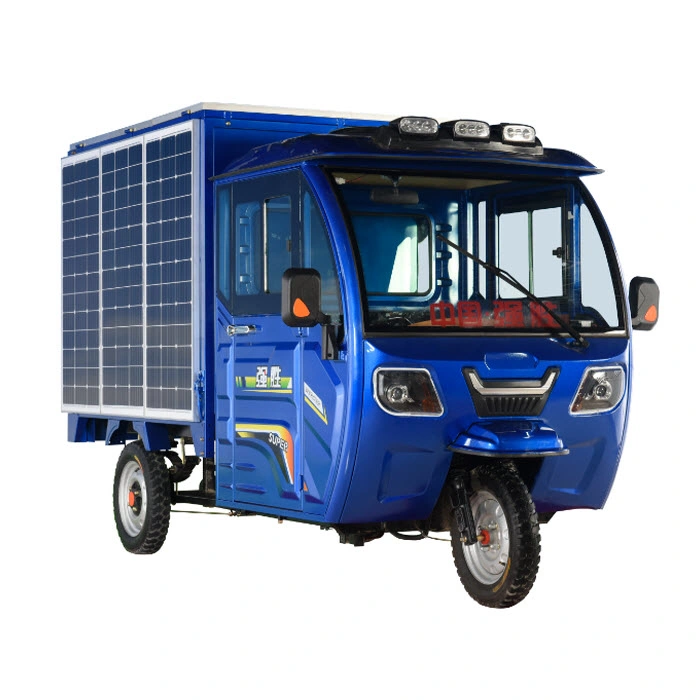 China Solar Panel Electric 3 Wheeler Manufacturer Motorcycle with Cabin E Loader