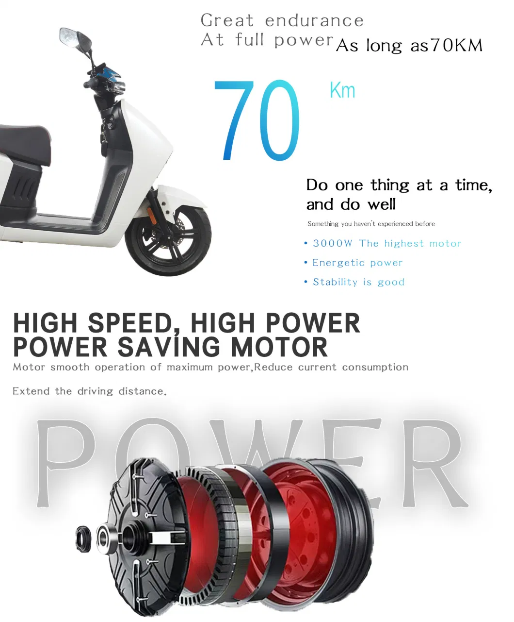 Cheap City Bike Motor 3000W Top Speed 85km/H Electric Scooter
