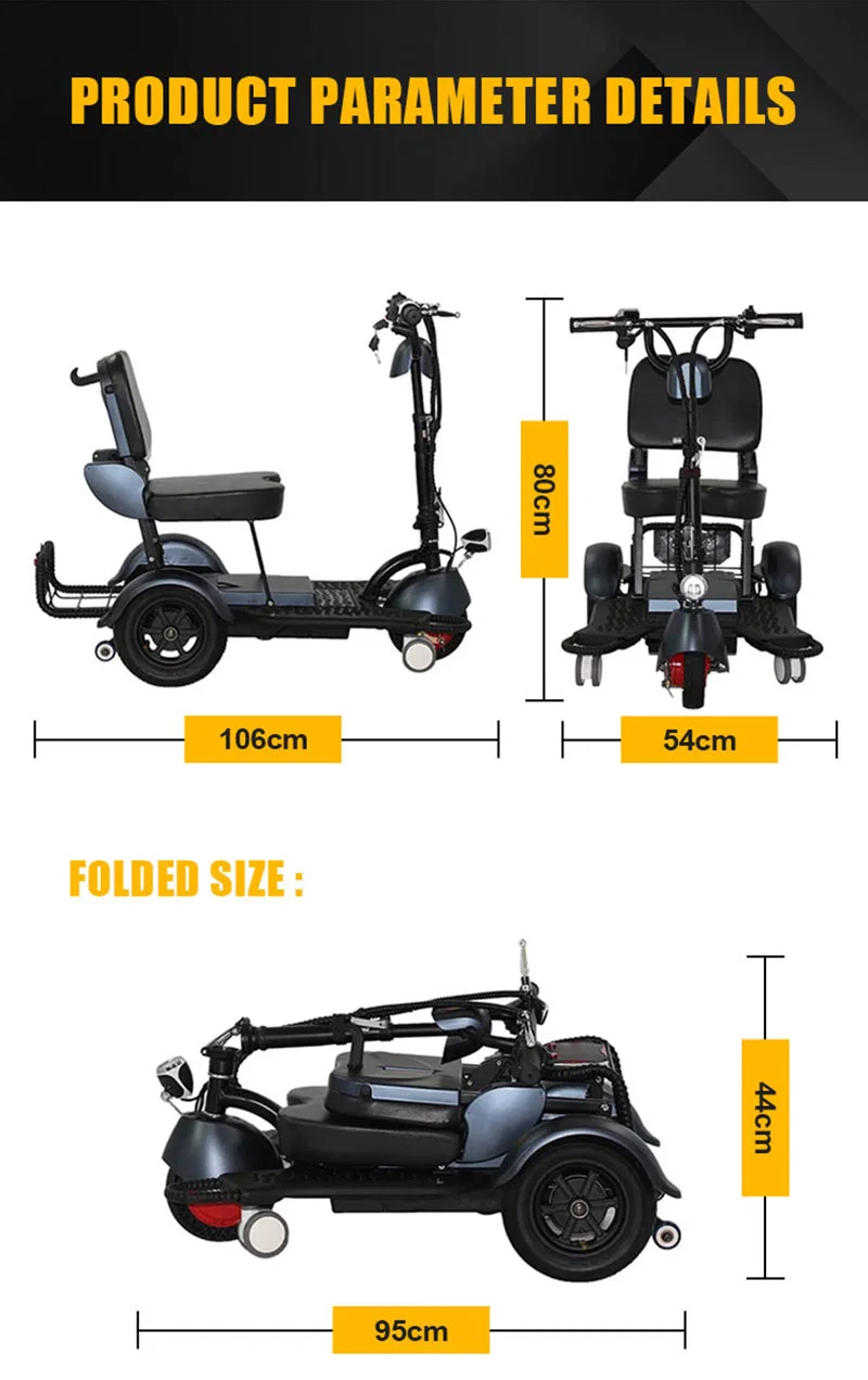 Lightweight and Easy-to-Fold Cheap Disabled 3 Wheel Tricycle Electric Mobility Scooter for Convenient Movement