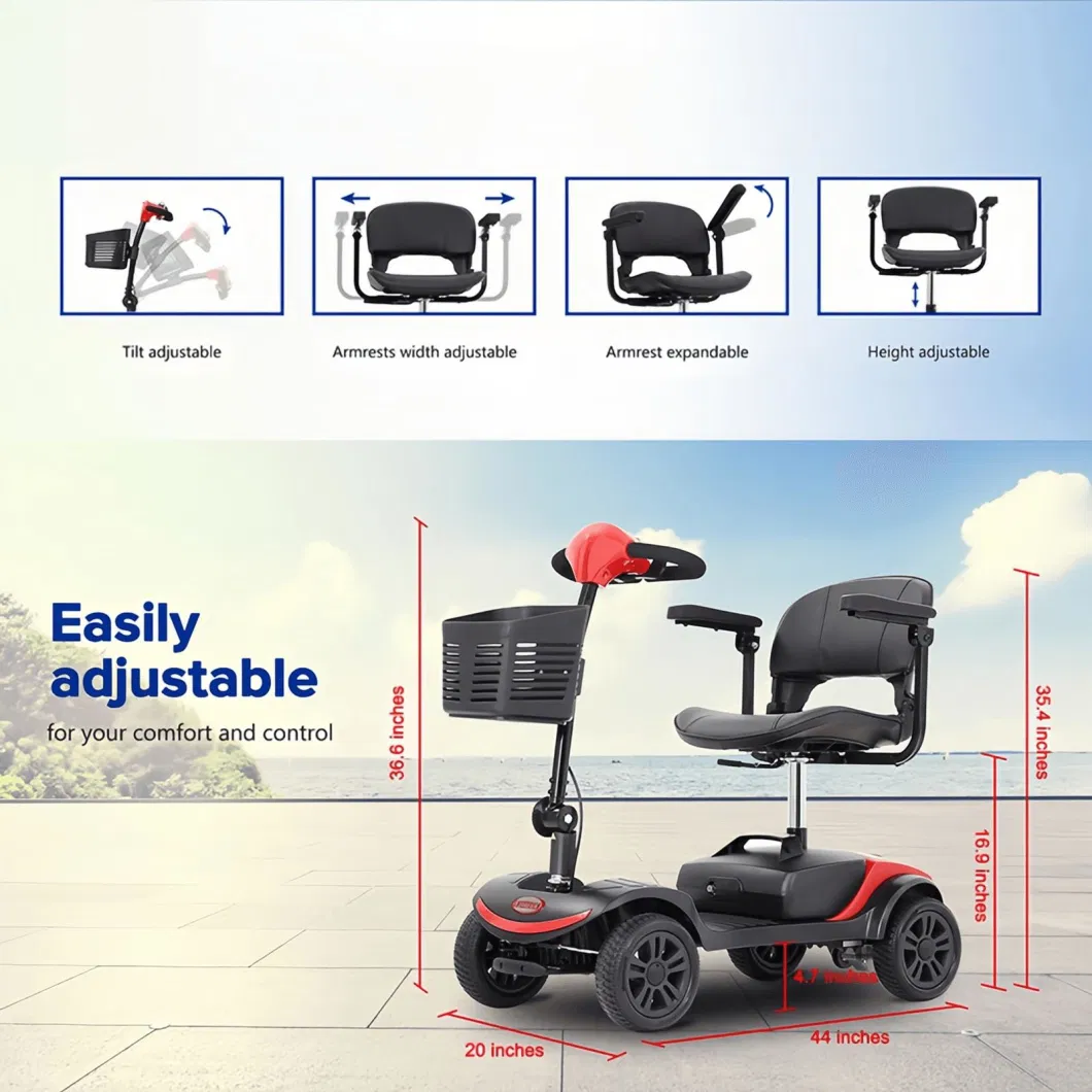 Auto Folding Disabled Elderly Person Lightweight off-Road Outdoor Elderly Handicap Electric Powerful Folding Mobility 4 Wheel Scooter Moped