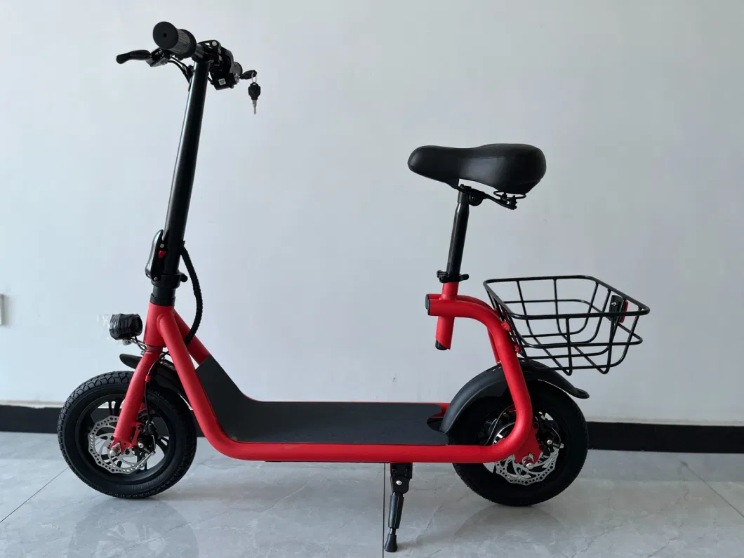 Multiple Colors 12inch Tyre 250/350W Lithium Battery Electric Scooter with Back Basket 25km/H Max Speed Electric Bicycle Foldable Handlebar Ebike