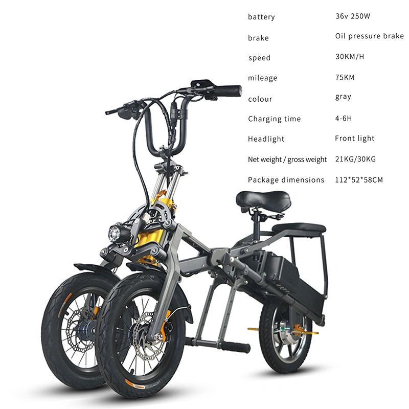 2023 Work Adult Scooter Three-Wheel Folding Anti-Side Slip Electric Bike