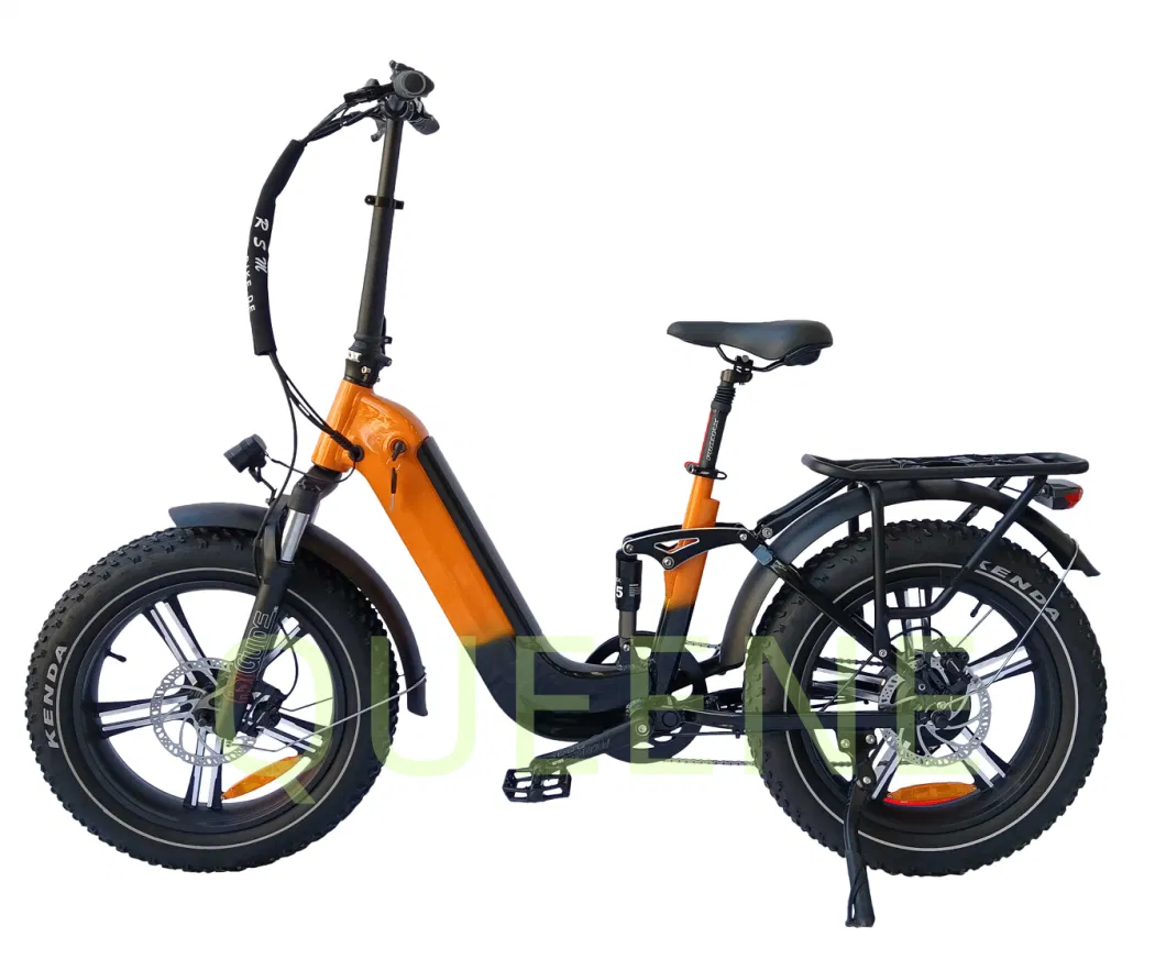 Queene/ 20 Inch Electric Fat Bike Big Power Electric Bicycle Full Suspension E-Bike with Hidden Battery E-Bike