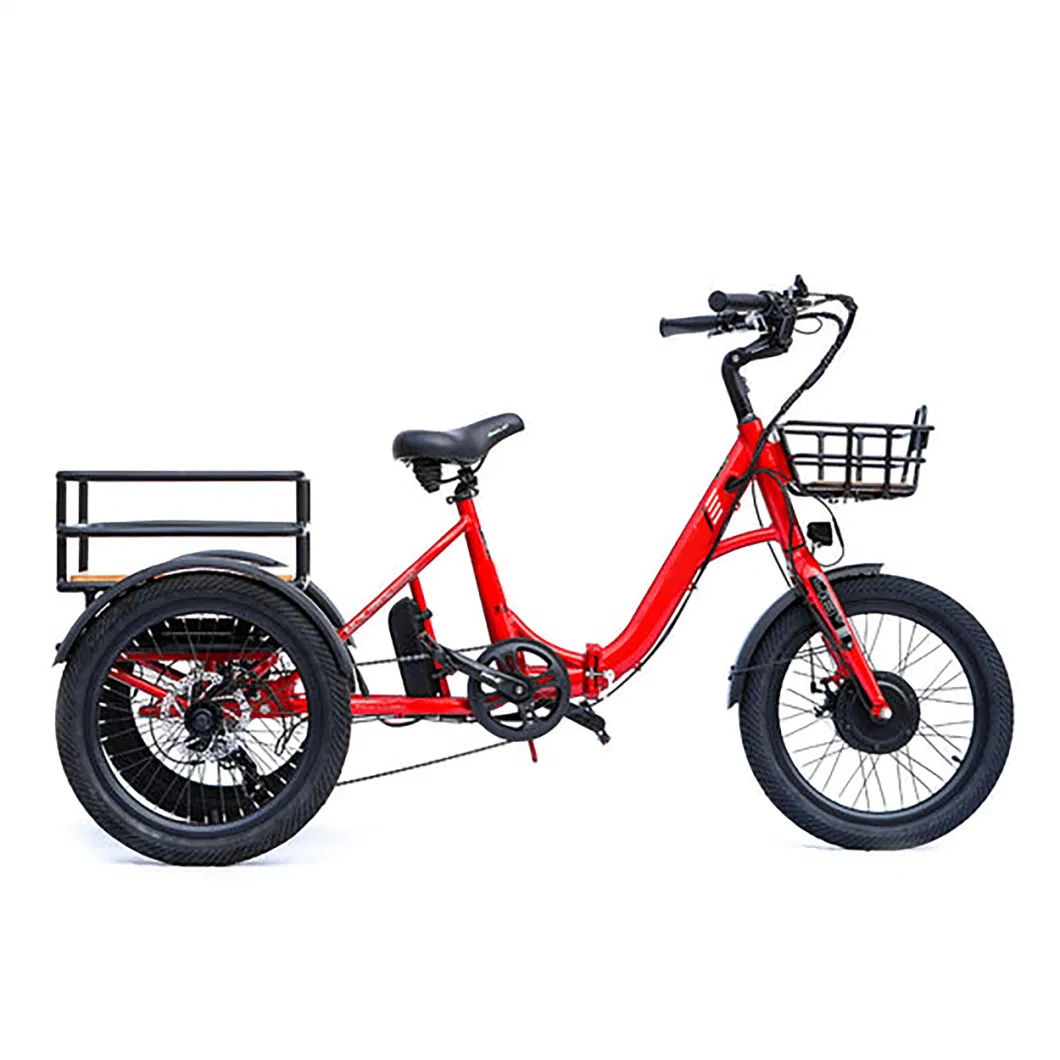 48V/23.2ah Lithium-Ion 4 - 6hours Charging 750W Fat Tire 3 Wheel Cargo Foldable Electric Tricycle