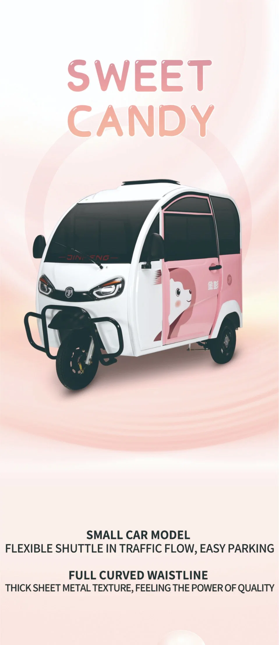 Jinshun Xuzhou Three Wheels Adults Cheap Electric Tricycle Fully Enclosed Trike Passenger Tricycle for Family Use