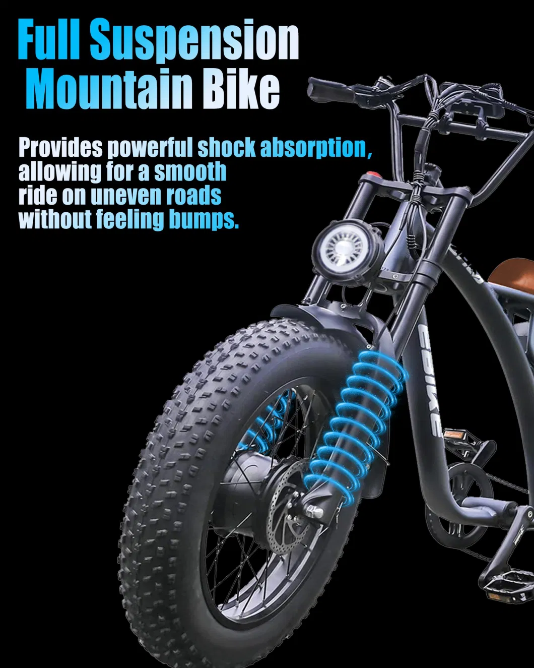 Electric Bike for Adults 1000W Motor 20&prime;&prime; *4 Fat Tire Mountain Dirt E-Bike 50 Miles 48V Ebike