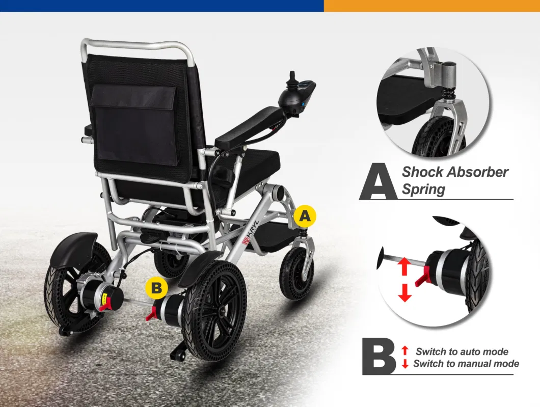 New Folding Aluminum Strong Frame Electric Power Wheelchair Electronmagnetic Brake System Disabled Scooter for Disabled Peoole