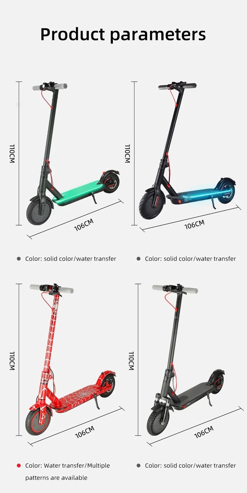 Chinese Factory Produces New Light Emitting Electric Scooters, Acrylic Light Emitting Pedals, Colorful Lights, 350W Adult Electric Scooters Electric Bikes