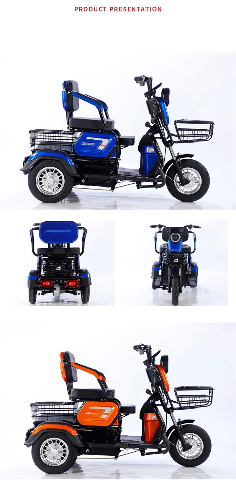 Sightseeing Electric Tricycle Trike with Windshield Wiper Adult Recreational Electric Car