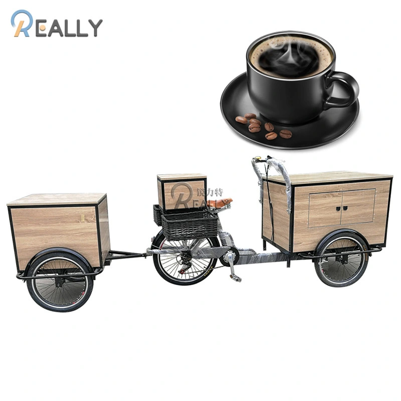 Retro Electric Three Wheels Cargo Bike Adult Tricycle Mobile Food Display Cart for Sale Coffee Fruit Beer on The Street