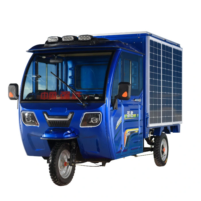 China Solar Panel Electric 3 Wheeler Manufacturer Motorcycle with Cabin E Loader