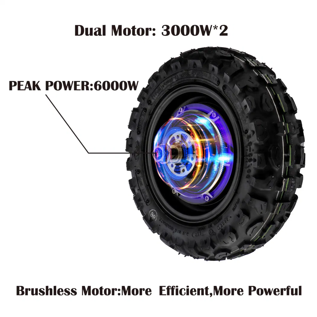 Efgtek X8 50 Mph 6000W Dual Motor Electric Scooter 60V 30ah Battery and 11 Inch Rugged off Road Vacuum Tires