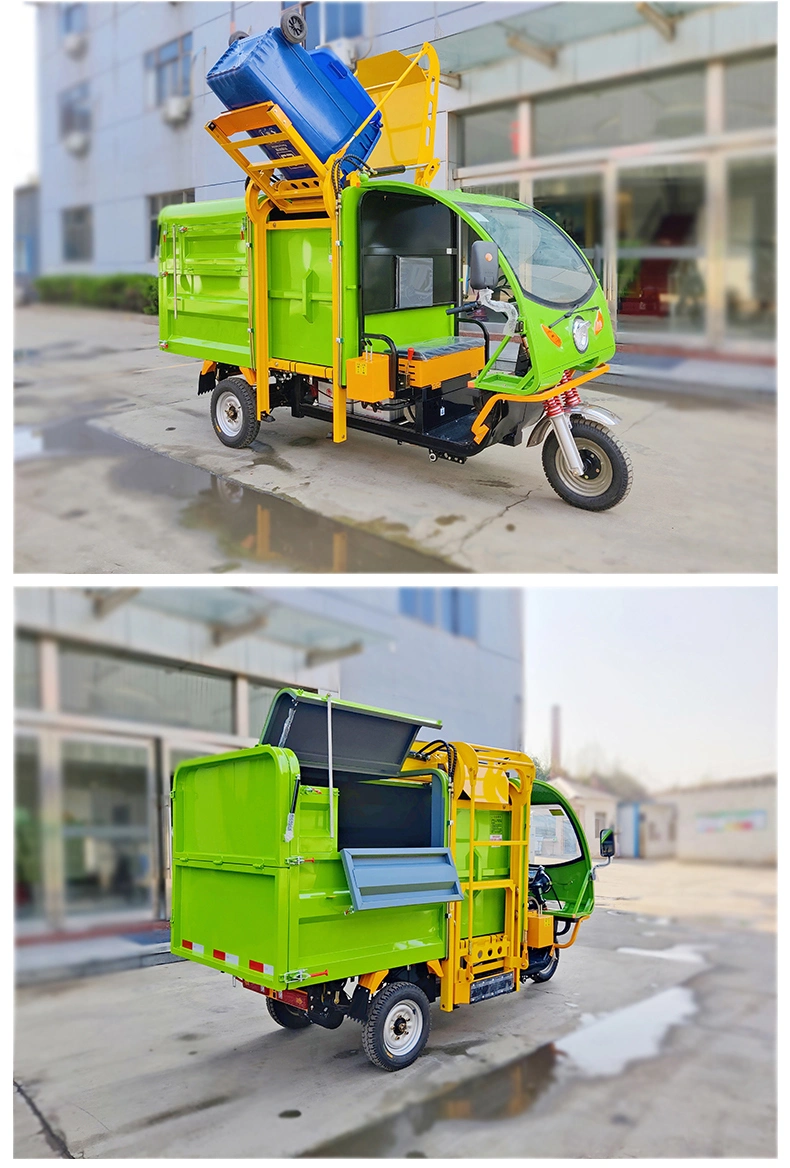 Hydraulic China Factory Rickshaw Adult Passenger Three Wheel Cargo Cleaning Wholesales Water Tank Rubbish Trash Garbage Bin Electric Tricycle