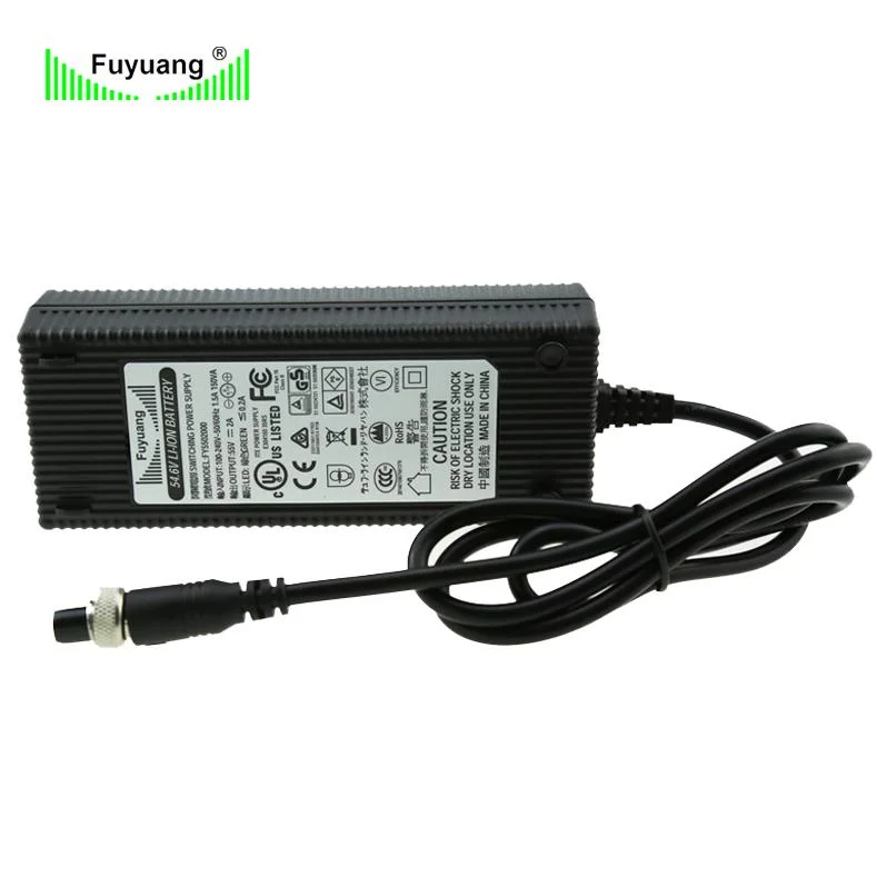 Fuyuang CE Listed Fanless 12V 24V 36V 48V Electric Scooter Bicycle Golf Cart E Bike Charger 13s 54.6V 2A Lithium Battery Charger