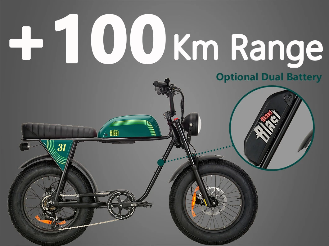 50-100km Minimoto Electric Fat Ebike 750W 48V Dual Battery Scooter Pedalec Ebike