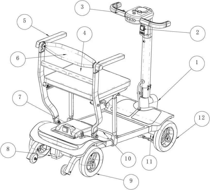 Portable Ridder Mobility Scooter Electric Scooter with Removable Battery