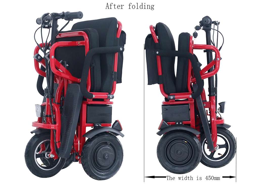 300W 36V Lithium Battery Folding Electric Mobility Scooter 3 Wheels for Adult