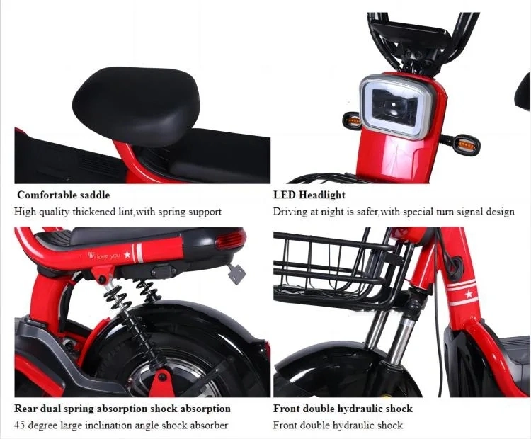 Electric Fat Tire Bike 2 Wheel Electric Bike Scooter/Electric Moped with Pedals Electric Scooter Bicycle