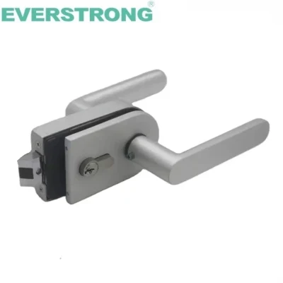  Round Aluminum Anodized Commercial Wall to Glass Door Handle Lock with Cylinder