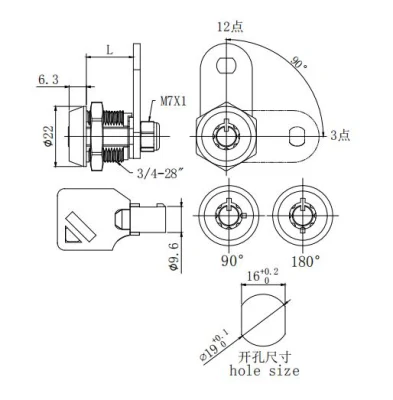 Safe Zinc Alloy Key Cylinder Door Cam Locks