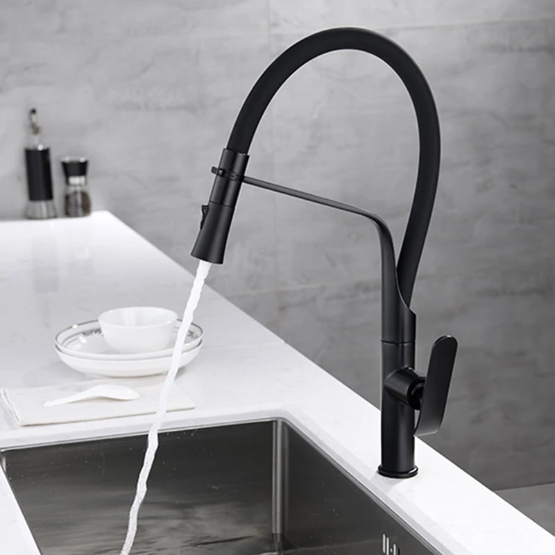 Commercial Single Handle Single Hole Sink Kitchen Faucets with Pull Down Sprayer