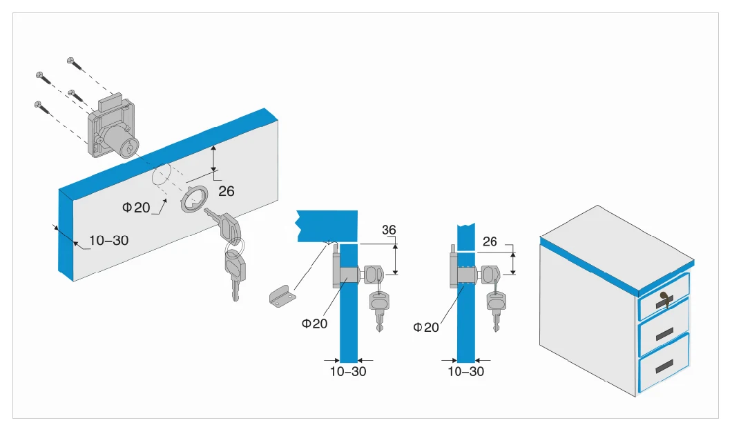 F138 Iron Drawer Lock for Cabinet Door and Office Desk Drawer