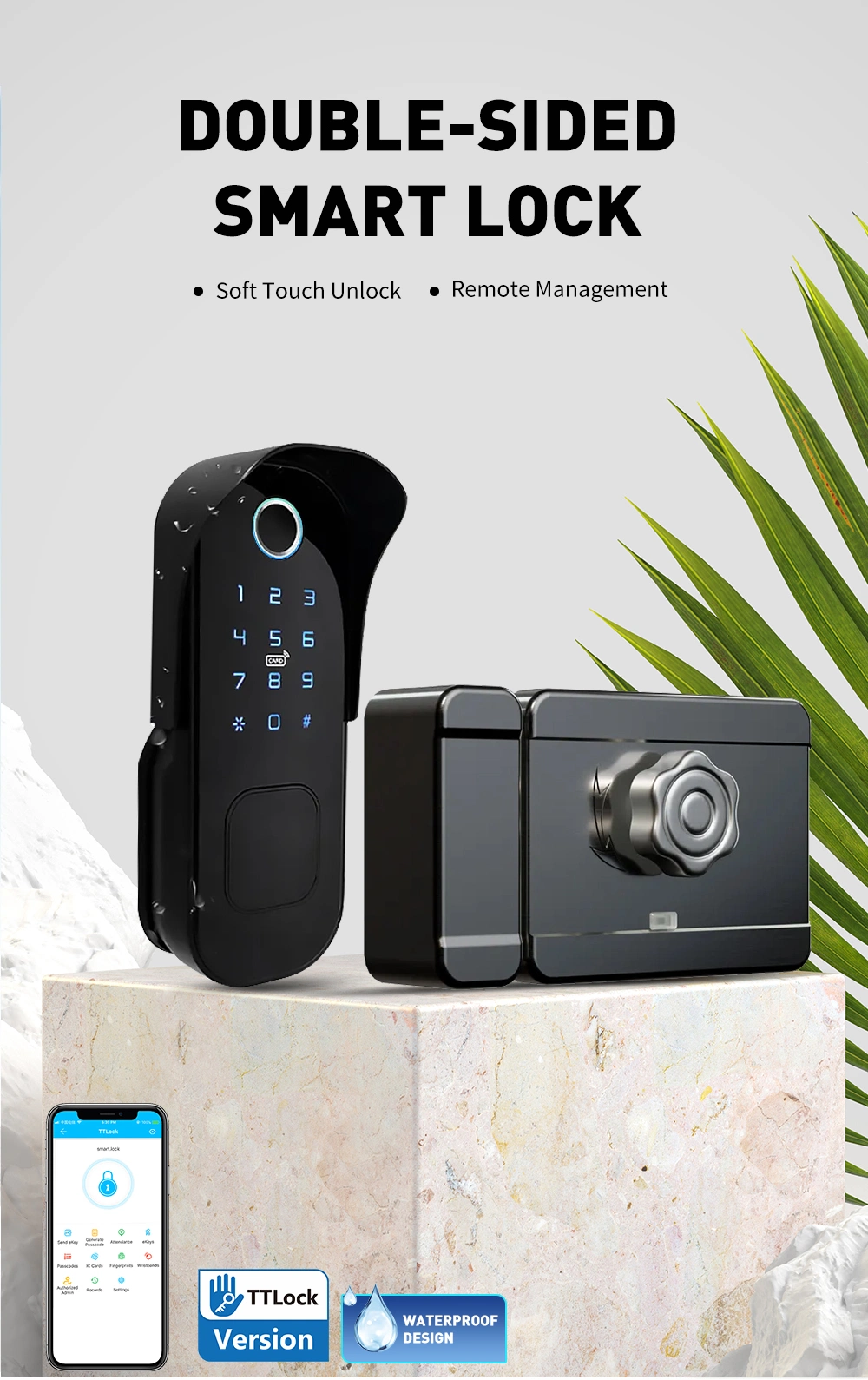 Waterproof Outdoor Fingerprint Lock Ttlock Smart WiFi Gate Door Rim Lock Remote Control
