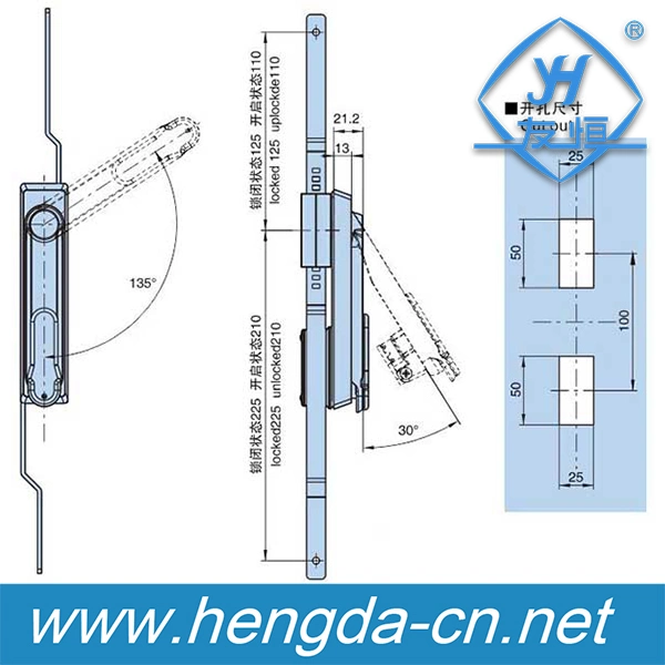 Metal Rod Control Electric Panel Door Lock (YH9492)