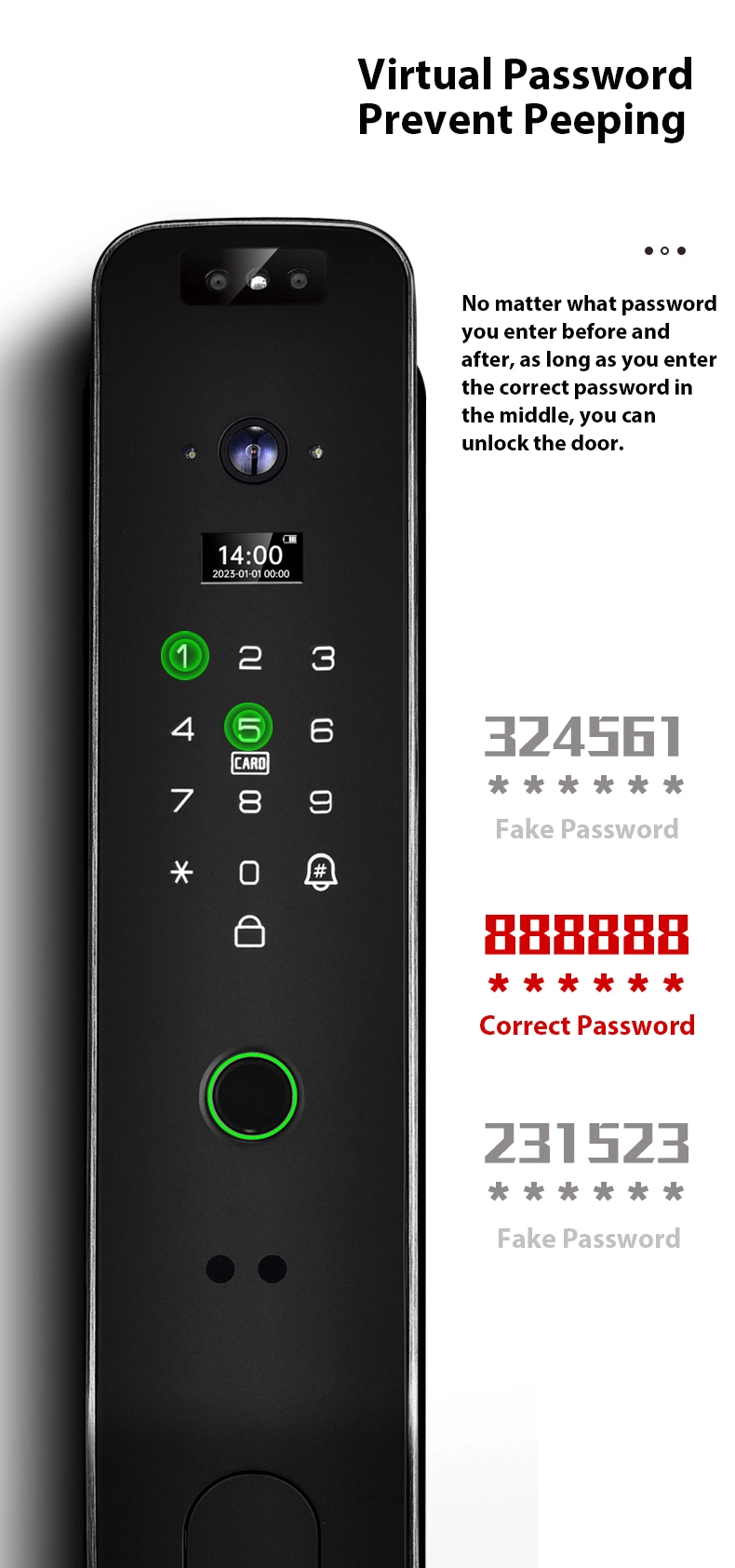Home Front Door Keyless Smart Lock 3D Face Recognition Smart Door Lock with Camera