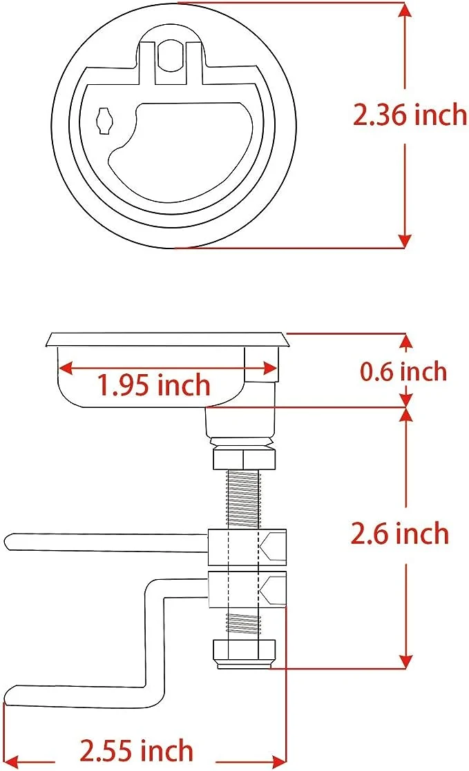 Boat Hatch Cam Latch Locking Flush Mount Round Pull Latch for Ships Yachts, RV, Trucks