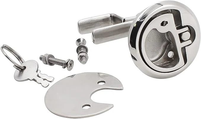 Boat Hatch Cam Latch Locking Flush Mount Round Pull Latch for Ships Yachts, RV, Trucks