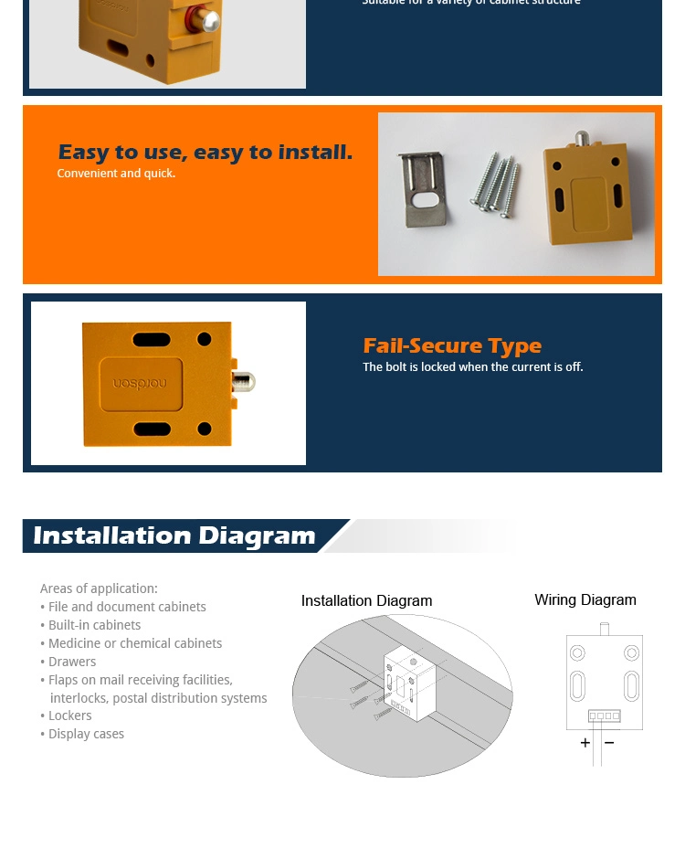 Whole Metal Bolt DC 12V or 24V 6V Furniture Signal Output Cabinet Handle Remote Door Lock