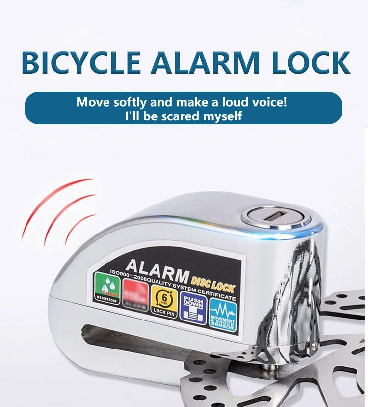 Padlock Disc Brake 110dB Alarm Sound Motorcycles Bicycles Motorcycle Disc Lock