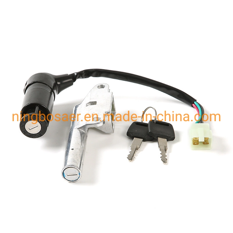 Motorcycle Universal Key Power Supply Lock Cylinder Set Lock Xrm110 Ignition Switch Electric Door Lock Second Lock 4 Wire
