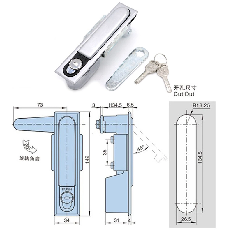 Zinc Alloy Distribution Box Iron Panel Door Cabinet Cam Lock Quarter Turn Handle Folding Lock