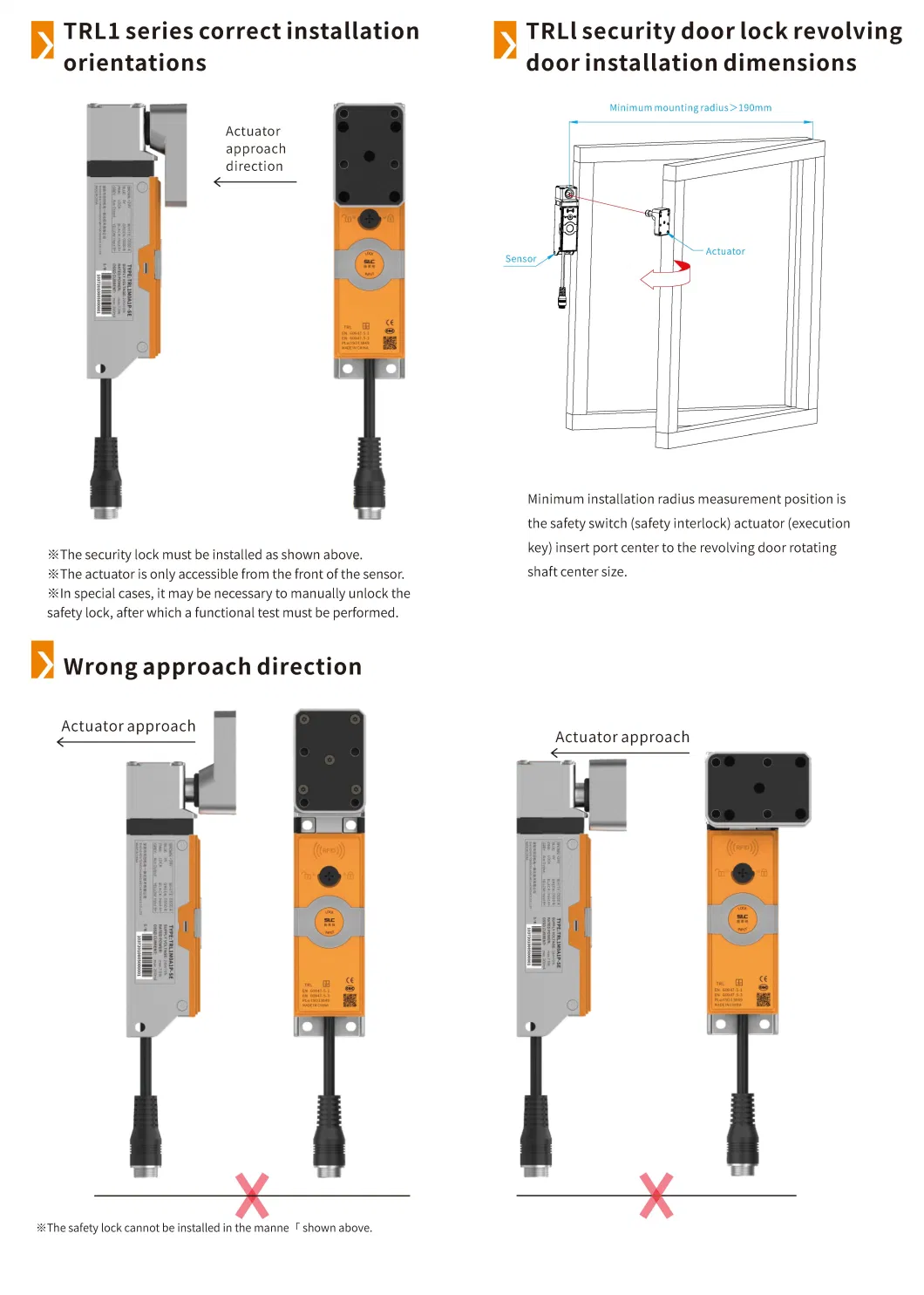 TRL3 series Resin material security door lock 2000N holding force door switch