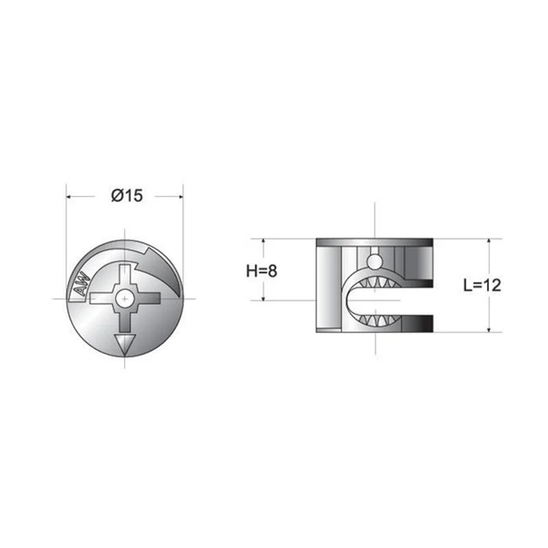 Minifix Cam Lock for 15mmx12mm Housing Cabinet Fittings Camlock