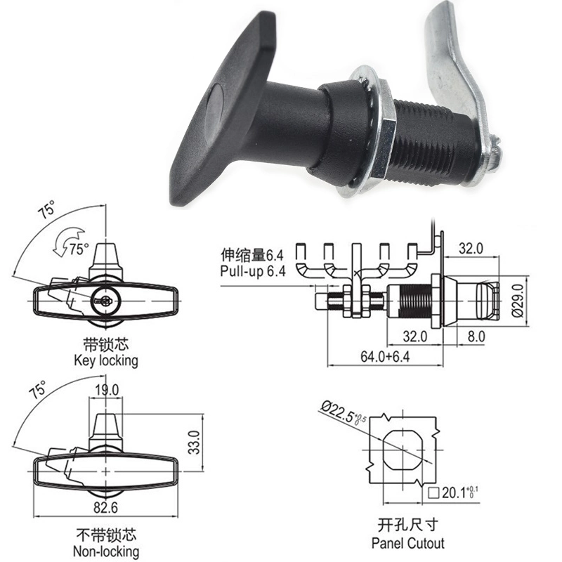 Xk243-T Xk243-Ts Class Southco E3 Electric Box Compression Type Large T-Handle Cylinder Door Cam Lock