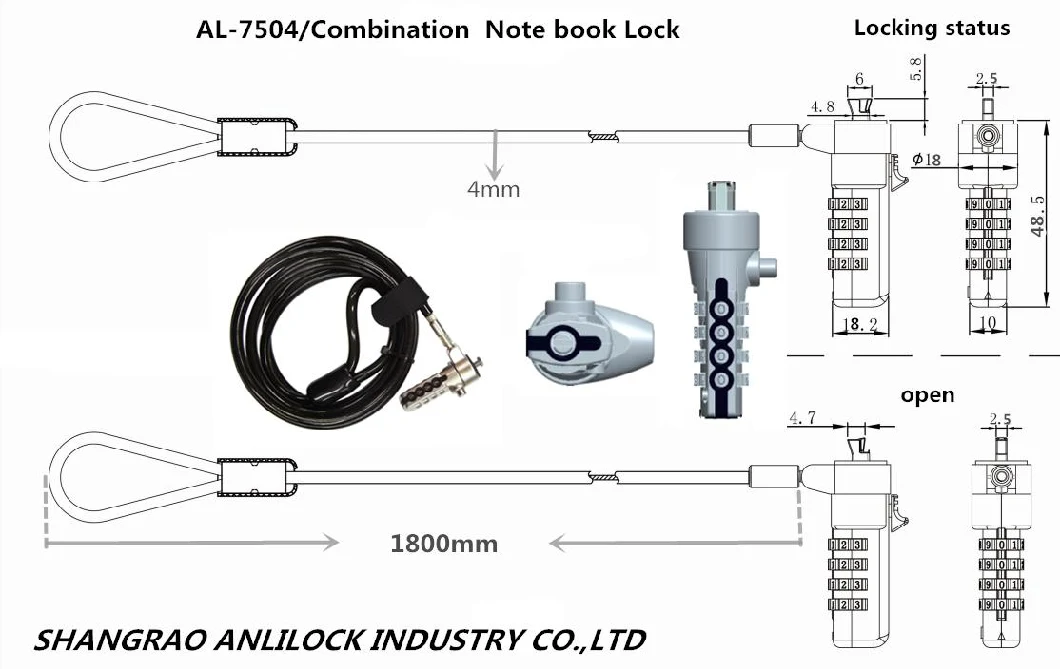 Combination Laptop Lock, Combination Computer Lock (AL-7500)