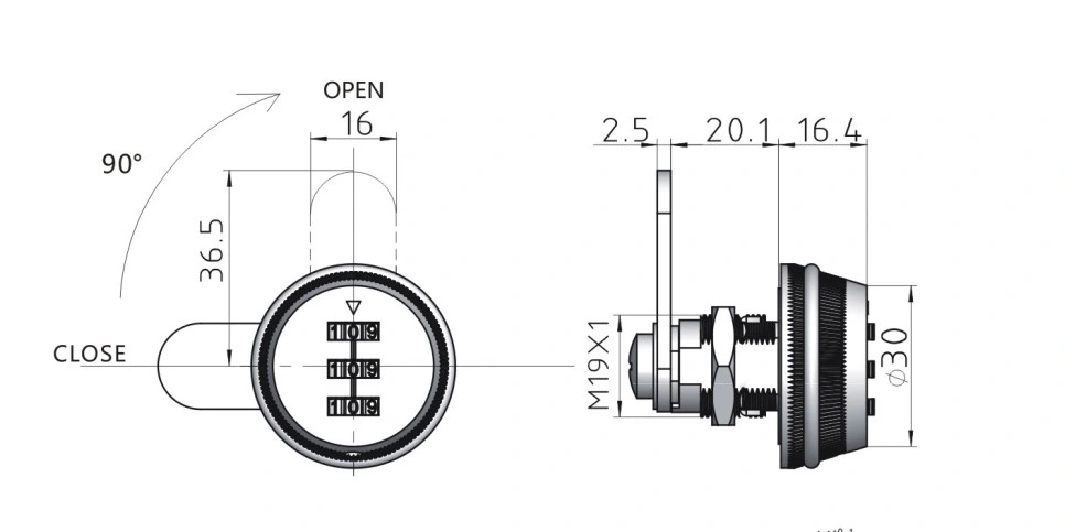 Round Knob Door Combination Cam Lock